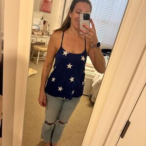 Lascana Blue and White Tank Top - Size 32/34 - US 0/2 (Small)